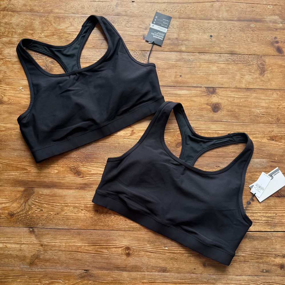 Old Navy Sport PowerSoft Racerback Bra 2 Pack Black Medium Support Sz Large NWT